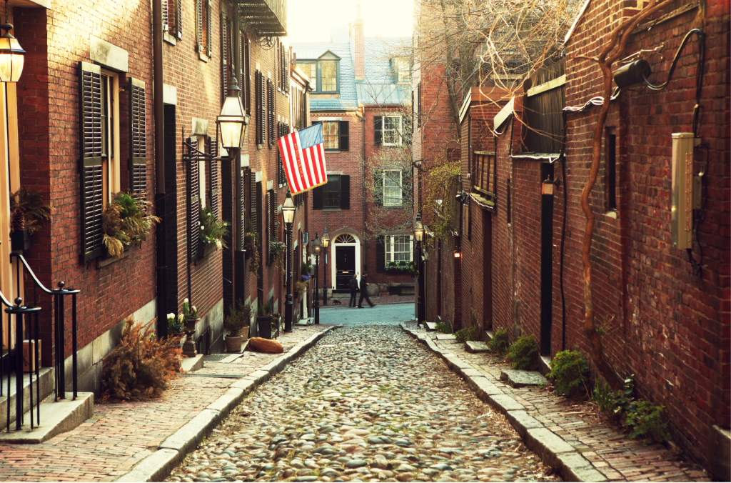 Boston roads, old brick buildings